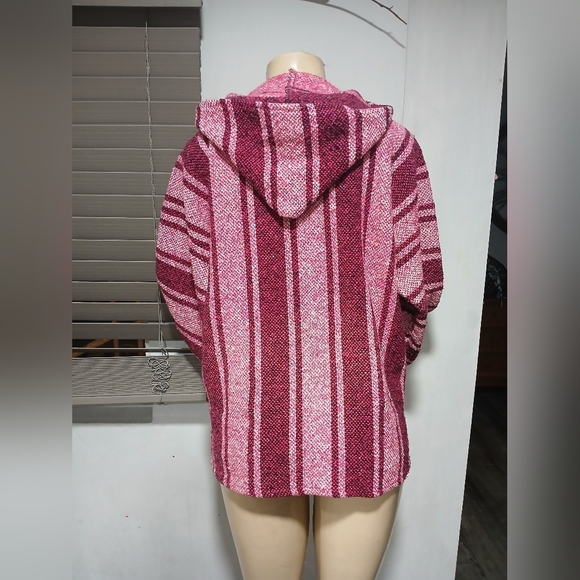 Pink and Burgundy Striped Hoodie - Picture 4 of 6
